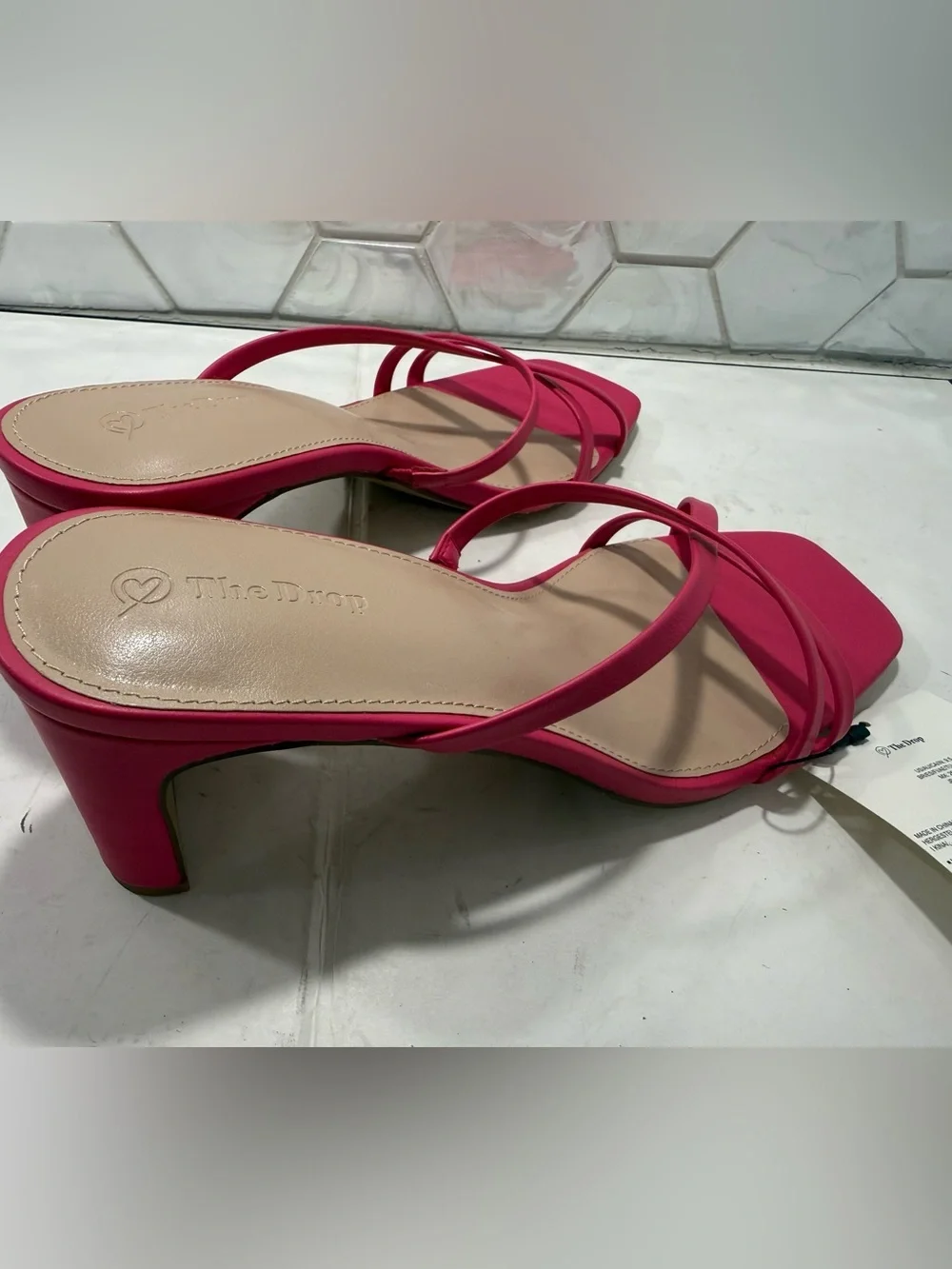 The Drop Woman’s Pink Amelie Strappy Square Toe Heeled Sandals Sz 9.5 NEW Summer